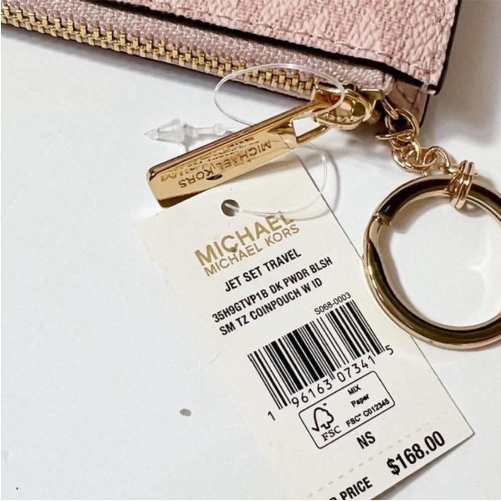 Michael Kors Jet Set Travel Coin Pouch With ID Key Holder Wallet Pink - Picture 3 of 5